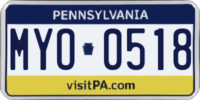 PA license plate MYO0518