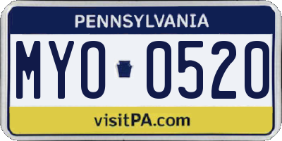 PA license plate MYO0520