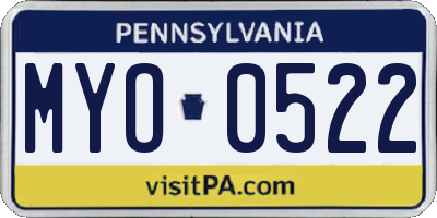 PA license plate MYO0522