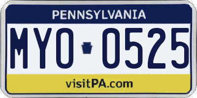 PA license plate MYO0525