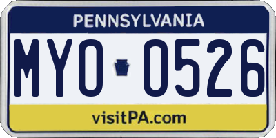 PA license plate MYO0526