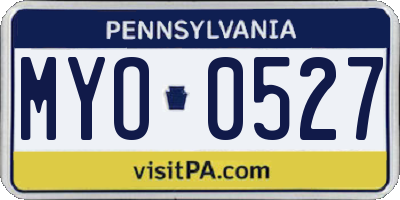 PA license plate MYO0527