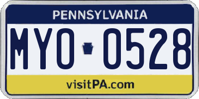 PA license plate MYO0528