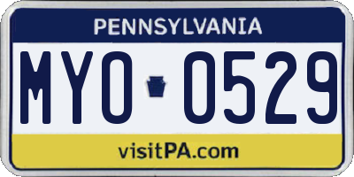 PA license plate MYO0529