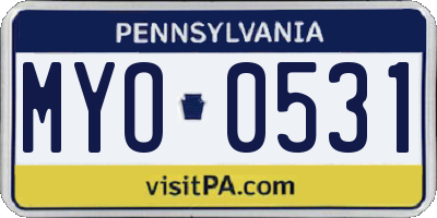 PA license plate MYO0531
