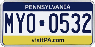 PA license plate MYO0532