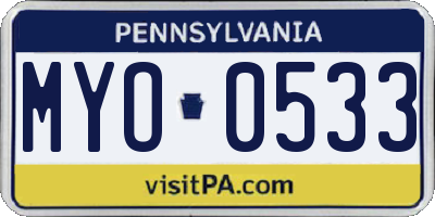 PA license plate MYO0533
