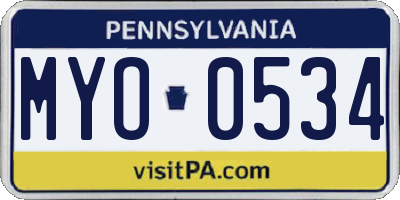 PA license plate MYO0534