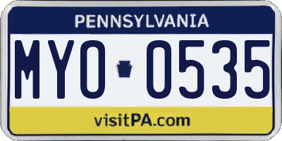 PA license plate MYO0535