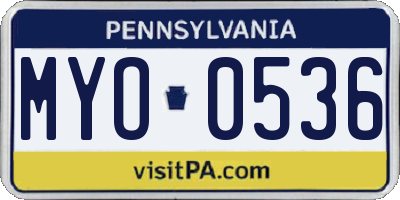 PA license plate MYO0536