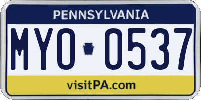 PA license plate MYO0537