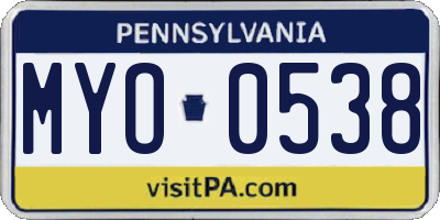 PA license plate MYO0538