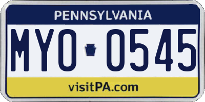 PA license plate MYO0545