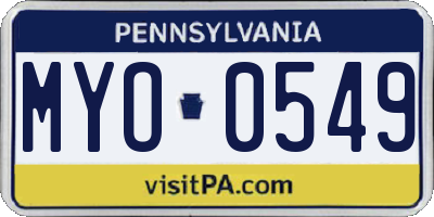 PA license plate MYO0549
