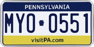 PA license plate MYO0551