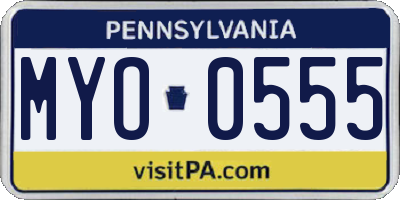 PA license plate MYO0555