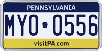 PA license plate MYO0556