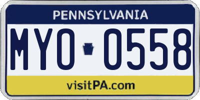 PA license plate MYO0558