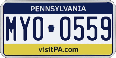PA license plate MYO0559