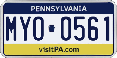 PA license plate MYO0561
