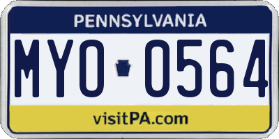 PA license plate MYO0564