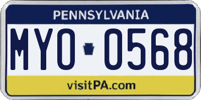 PA license plate MYO0568
