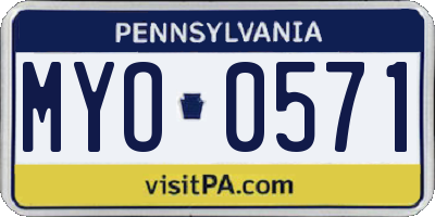 PA license plate MYO0571
