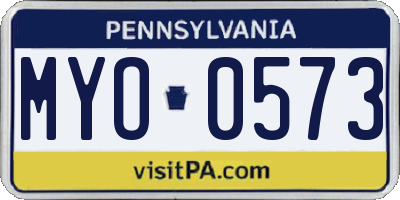 PA license plate MYO0573