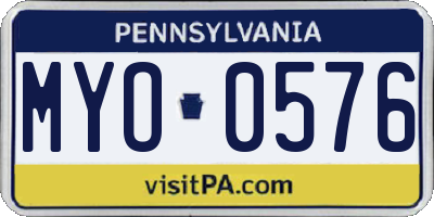 PA license plate MYO0576