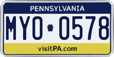 PA license plate MYO0578