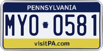 PA license plate MYO0581
