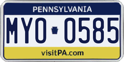 PA license plate MYO0585