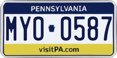 PA license plate MYO0587