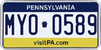 PA license plate MYO0589