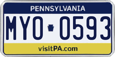 PA license plate MYO0593