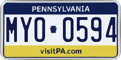 PA license plate MYO0594