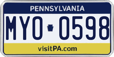 PA license plate MYO0598