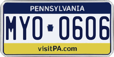 PA license plate MYO0606