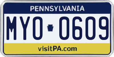 PA license plate MYO0609