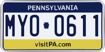 PA license plate MYO0611