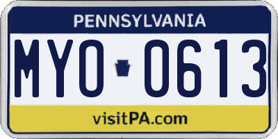 PA license plate MYO0613