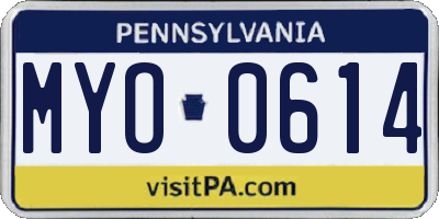 PA license plate MYO0614