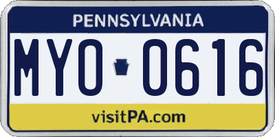 PA license plate MYO0616