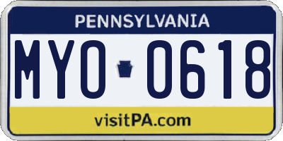 PA license plate MYO0618