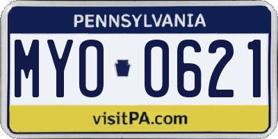 PA license plate MYO0621