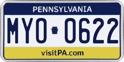 PA license plate MYO0622