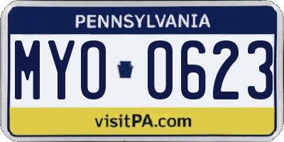 PA license plate MYO0623