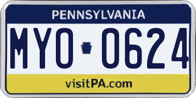 PA license plate MYO0624