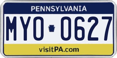 PA license plate MYO0627