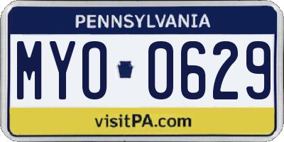 PA license plate MYO0629